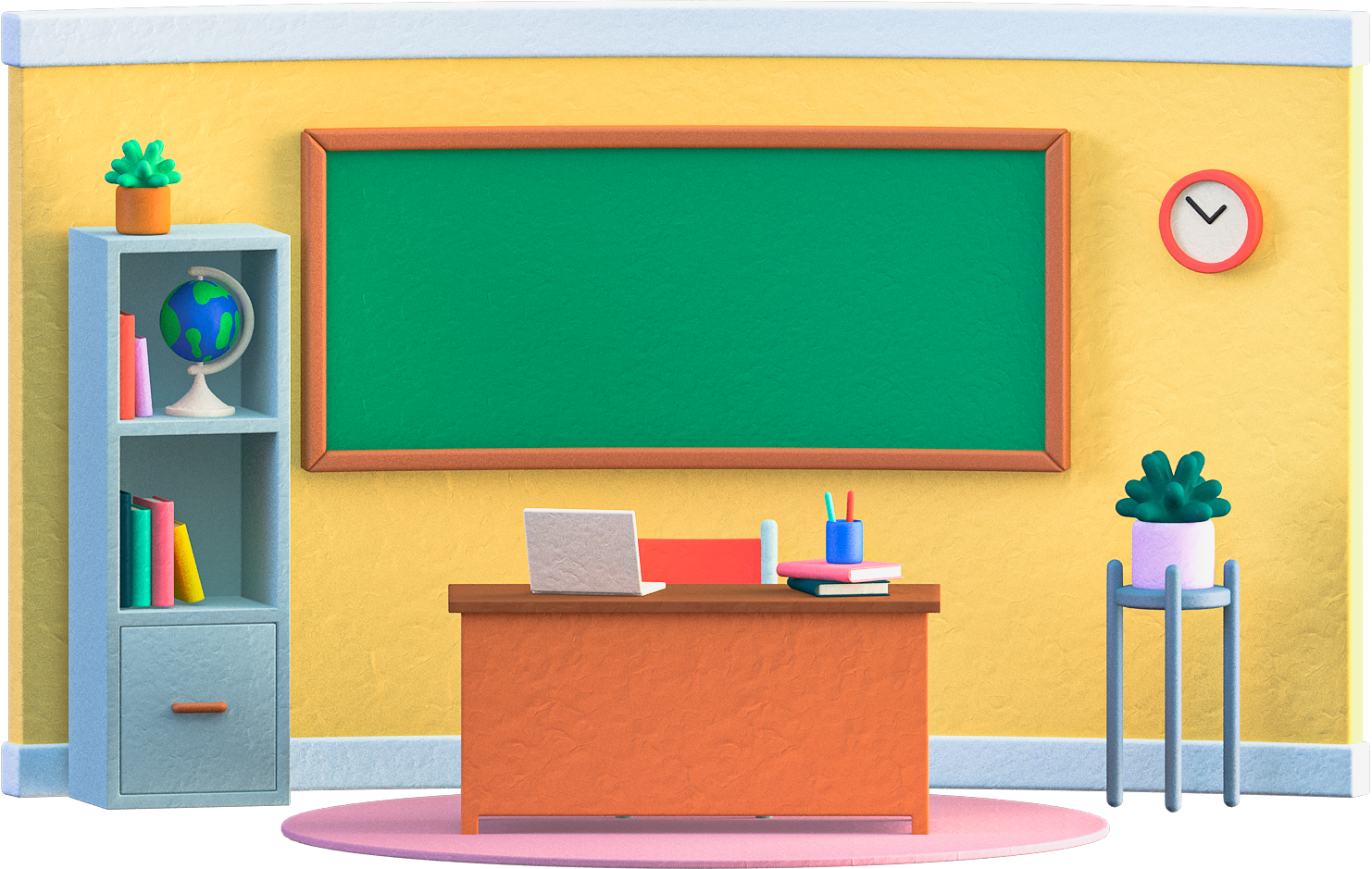 3D Teacher And Student Classroom Scene